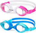Keary 2 Pack Anti-Fog Swim Goggles for Kids Toddler(2-9), Waterproof UV Protection Flat Lens with Flexible Nose Piece Sporting Goods > Outdoor Recreation > Boating & Water Sports > Swimming > Swim Goggles & Masks Keary Pink & Blue【mesh Bag】  