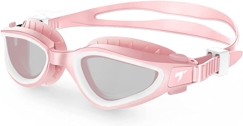 Toba Swimming Goggles, Polarized Anti-Fog Lens UV Protection Leakproof Swim Goggles for Men, Women, Adults Sporting Goods > Outdoor Recreation > Boating & Water Sports > Swimming > Swim Goggles & Masks TOBA Pink White Revo Smoke  