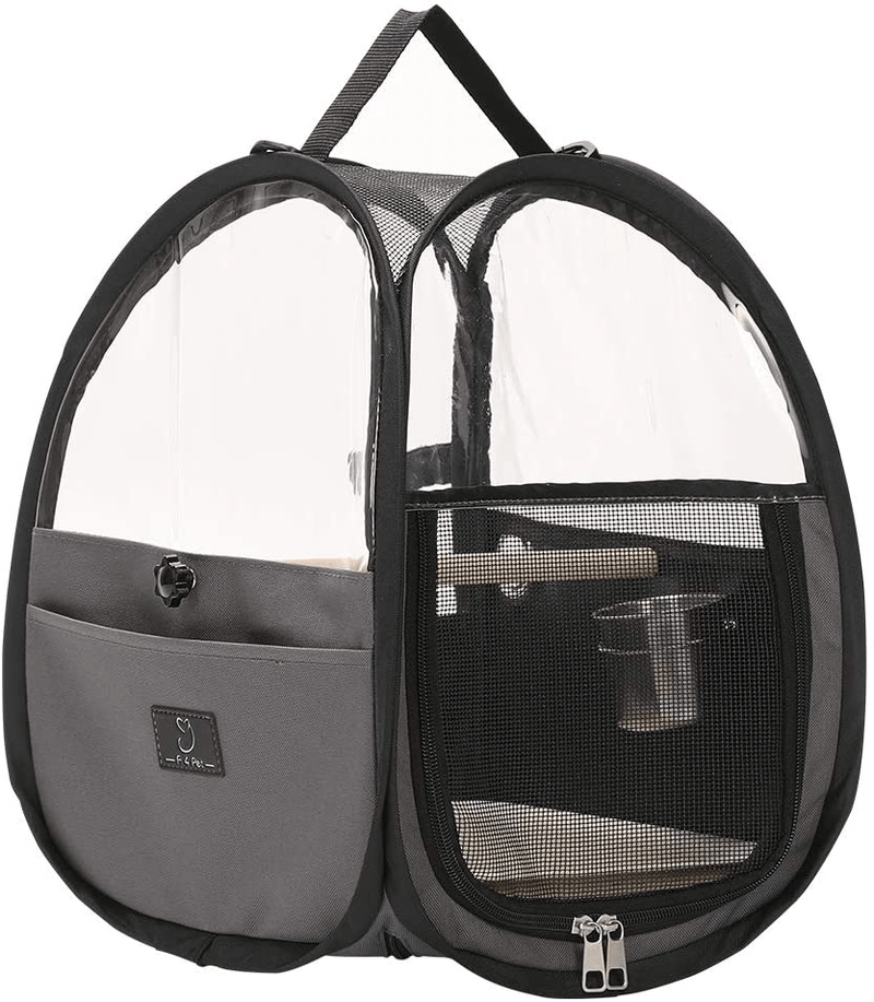 A4pet Bird Travel Carrier Parrot Carrier Transparent Breathable Bird Cage,Include Bottom Tray for Easy Cleaning