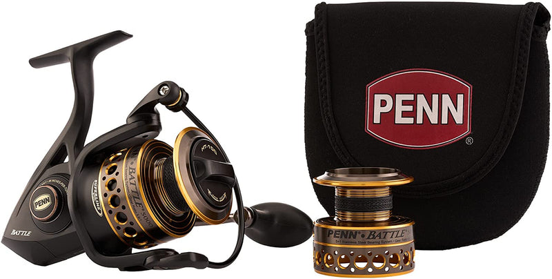 PENN Battle Spinning Reel Kit, Size 5000, Includes Reel Cover and Spare Anodized Aluminum Spool, Right/Left Handle Position, HT-100 Front Drag System Sporting Goods > Outdoor Recreation > Fishing > Fishing Reels Pure Fishing Battle Reel Kit 5000 