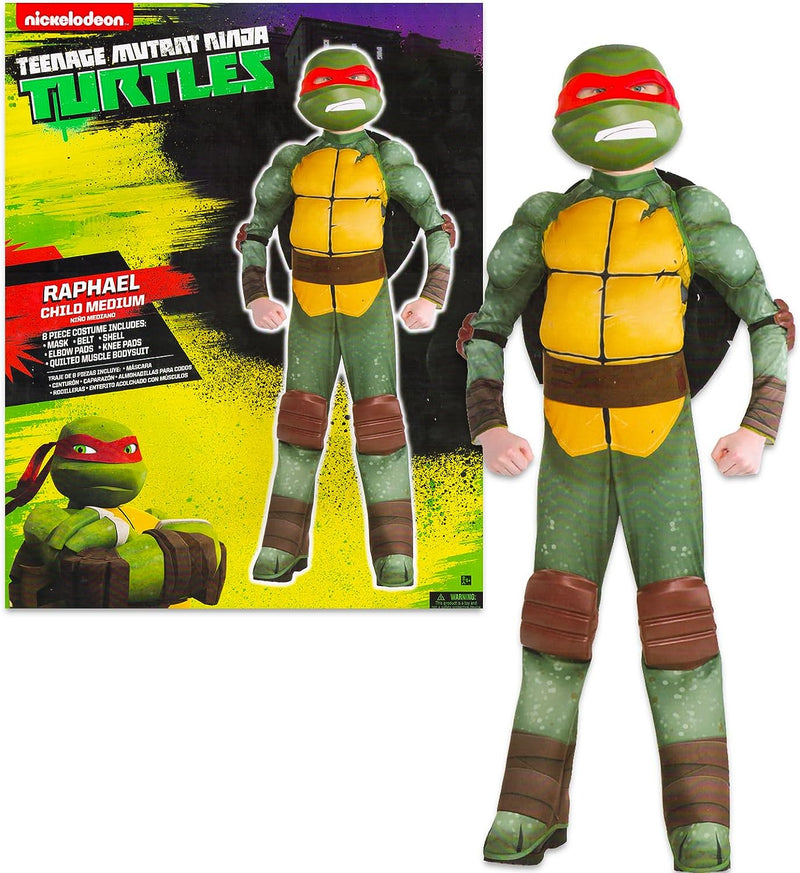 Teenage Mutant Ninja Turtles Costumes for Boys - TMNT Halloween Costume for Kids with Muscle Bodysuit, Mask, Shell, More  Nickelodeon Raphael 4-6 