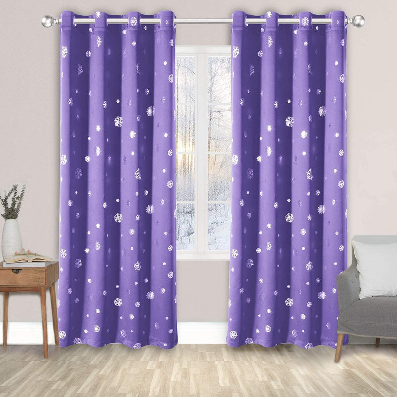 LORDTEX Snowflake Foil Print Christmas Curtains for Living Room and Bedroom - Thermal Insulated Blackout Curtains, Noise Reducing Window Drapes, 52 X 63 Inches Long, Dark Grey, Set of 2 Curtain Panels Home & Garden > Decor > Window Treatments > Curtains & Drapes LORDTEX Lilac 52 x 63 inch 