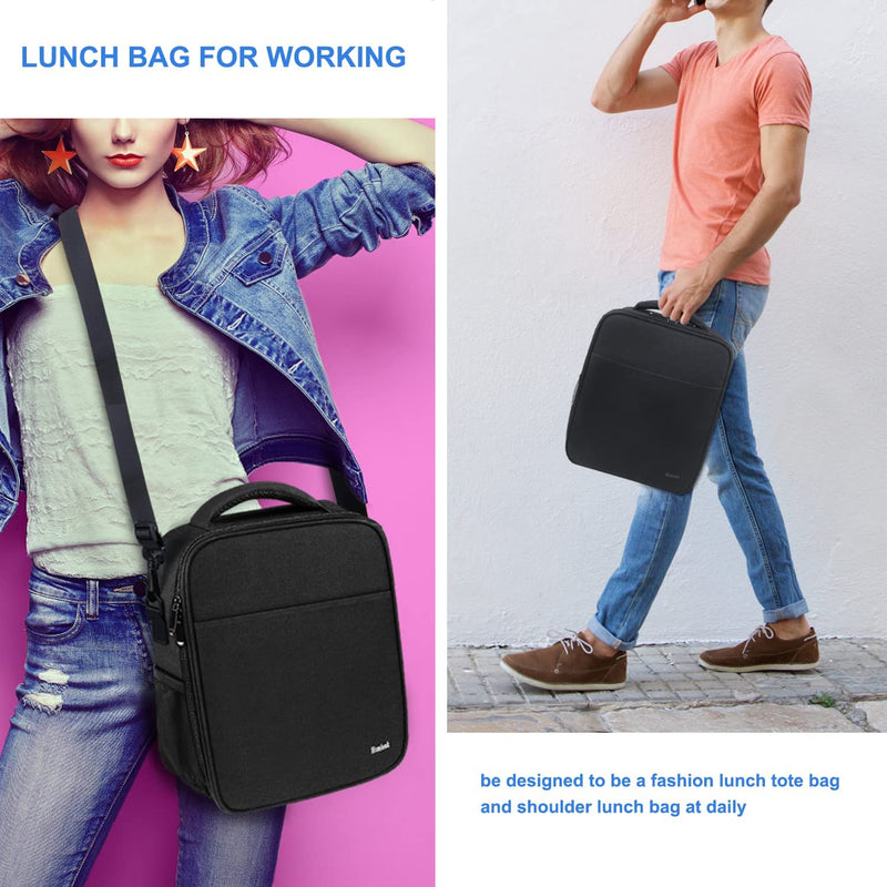 Lunch Box, Large Lunch Bag for Women Men, Lunch Box Kids, Water Resistant Insulated Lunch Bag, Reusable Portable Lunchbox Tote Bag with Adjustable Shoulder Strap for Office Work School Travel (Black) Home & Garden > Lighting > Lighting Fixtures > Chandeliers Hsmienk   
