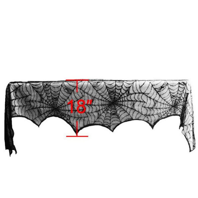 Cobweb Fireplace Scarf Mysterious Lace Spiderweb Mantle Lace Runner Fireplace Scarf Festive Supplies for Halloween Christmas Party Door Window Decoration Black Home & Garden > Decor > Seasonal & Holiday Decorations& Garden > Decor > Seasonal & Holiday Decorations BAGGUCOR   