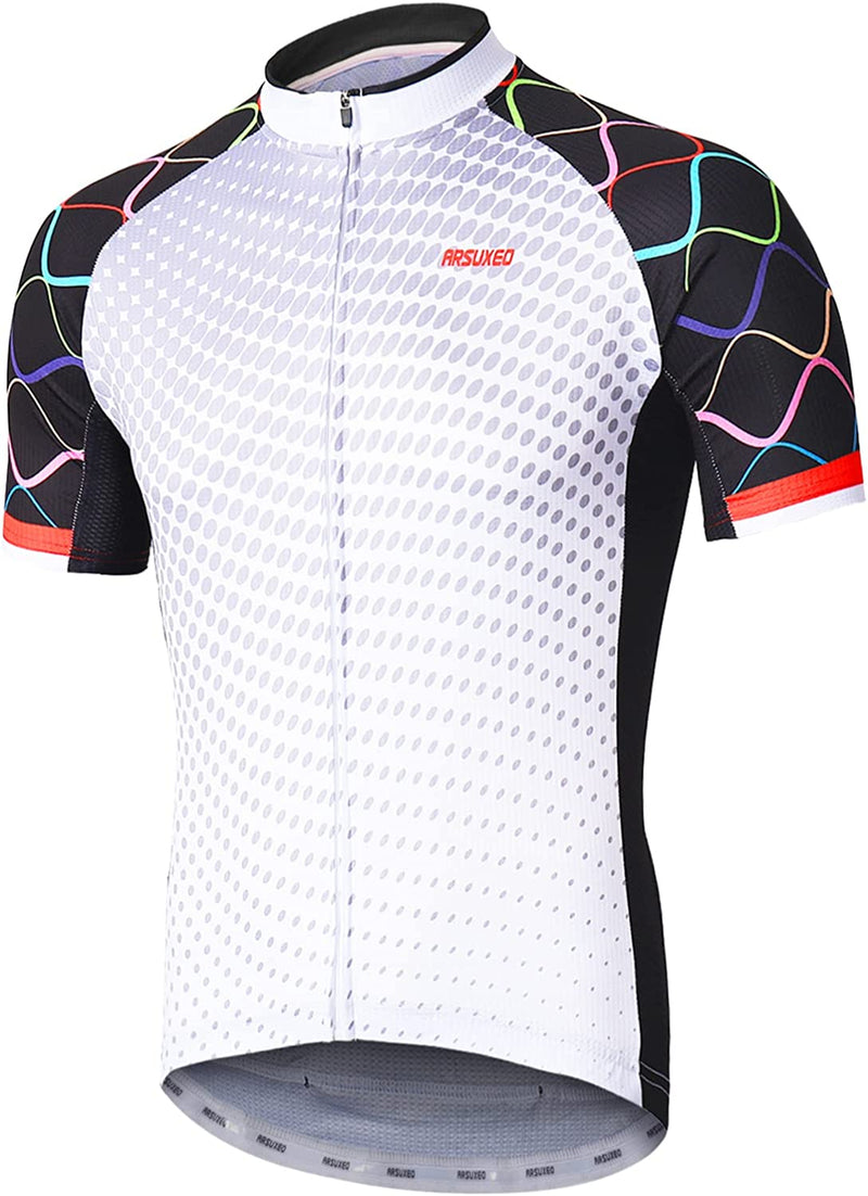 ARSUXEO Men'S Cycling Jersey Short Sleeves Mountain Bike Shirt MTB Top Zipper Pockets Reflective Sporting Goods > Outdoor Recreation > Cycling > Cycling Apparel & Accessories ARSUXEO Z846 XX-Large 
