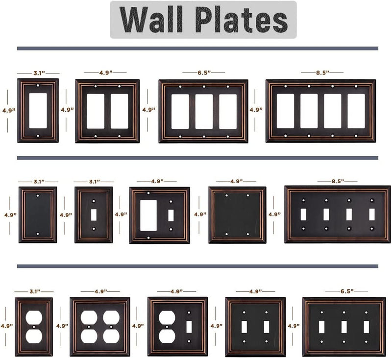 Pack of 4 Wall Plate Outlet Switch Covers by SLEEKLIGHTING | Decorative Oil Rubbed Bronze | Variety of Styles: Decorator/Duplex/Toggle / & Combo | Size: 1 Gang Decorator Sporting Goods > Outdoor Recreation > Fishing > Fishing Rods SLEEKLIGHTING   