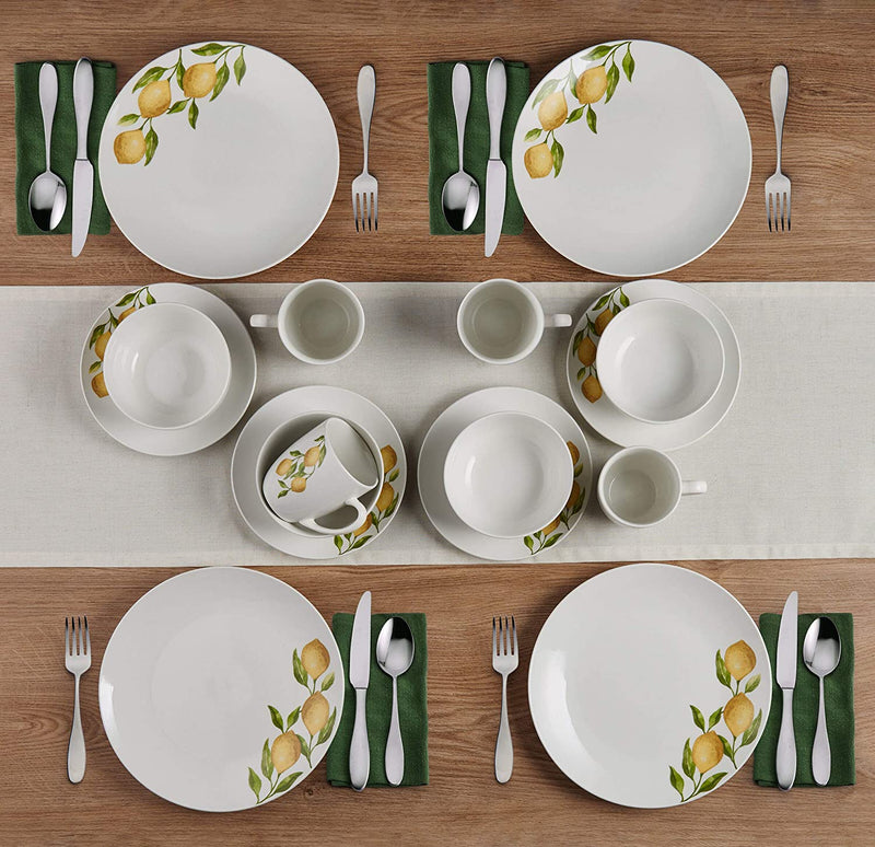Studio Nova Porcelain 16-Piece Dinnerware Set, Service for 4, Countryside Lemons Home & Garden > Kitchen & Dining > Tableware > Dinnerware Studio Nova   
