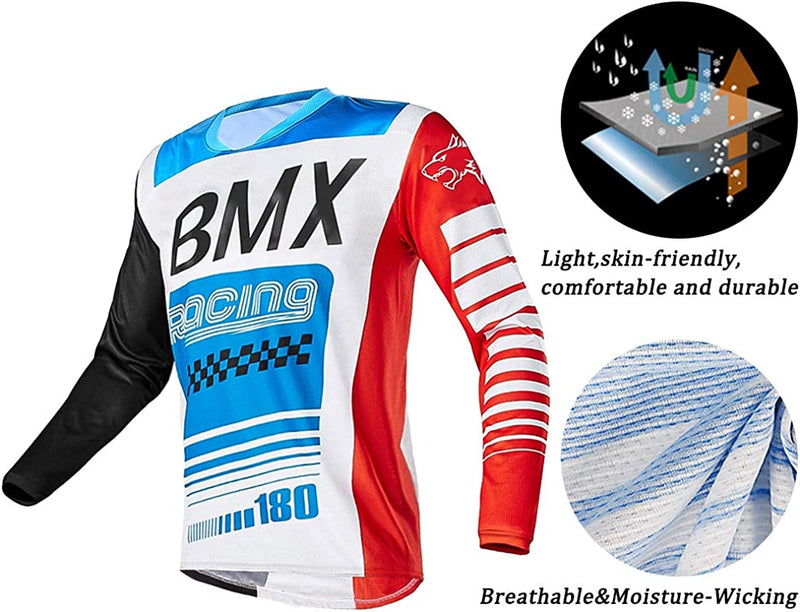 Men'S Mountain Bike Shirts Long Sleeve MTB Off-Road Motocross Jersey Quick Dry&Moisture-Wicking Sporting Goods > Outdoor Recreation > Cycling > Cycling Apparel & Accessories Wisdom Leaves   