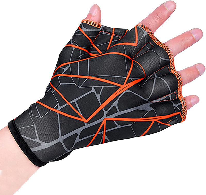 Swimming Gloves | Neoprene Webbed Swim Glove | Water Resistance Gloves for Swimming Training, Aquatic Fitness, Surfing, Water Aerobics, Snorkeling, Water Exercise Sporting Goods > Outdoor Recreation > Boating & Water Sports > Swimming > Swim Gloves BXT Grey+Orange Medium 