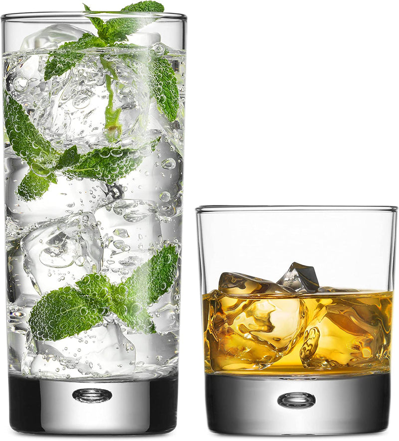 Drinking Glassware Set by Home Essentials & beyond Set of 8 Tumbler and Rocks Glasses. 4 Tumbler Glasses 17Oz, 4 Rock Glasses 10Oz – for Cocktails, Whiskey, Ideal Holiday Gift. Home & Garden > Kitchen & Dining > Tableware > Drinkware Home Essentials & Beyond   