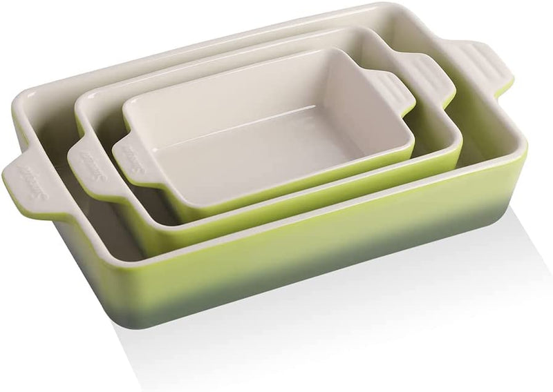 SWEEJAR Ceramic Bakeware Set, Rectangular Baking Dish Lasagna Pans for Cooking, Kitchen, Cake Dinner, Banquet and Daily Use, 11.8 X 7.8 X 2.75 Inches of Casserole Dishes (Navy) Home & Garden > Kitchen & Dining > Cookware & Bakeware SWEEJAR Gradient Green  