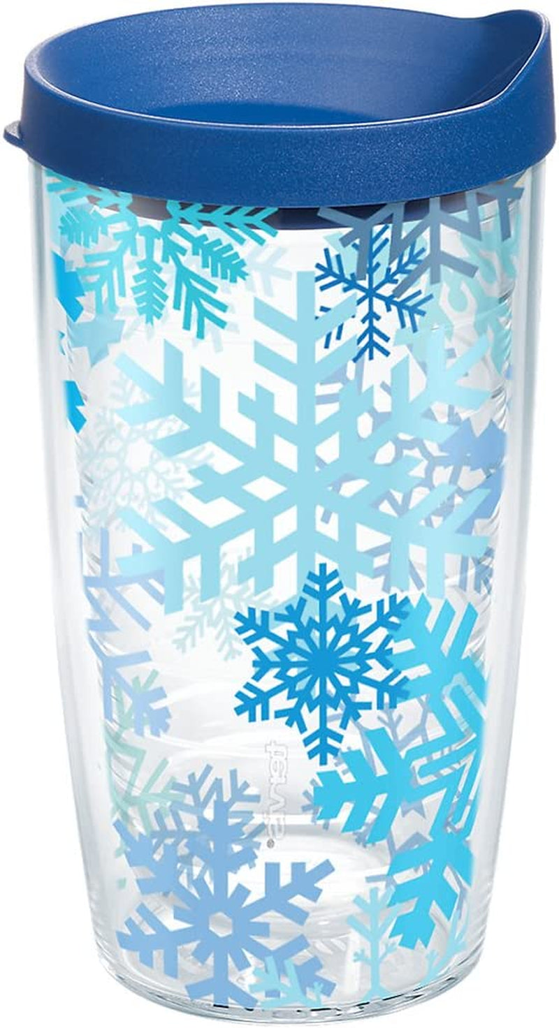 Tervis Snowflakes Tumbler with Wrap and Blue Lid 16Oz, Clear Home & Garden > Kitchen & Dining > Tableware > Drinkware Tervis Blue Lid 16oz 