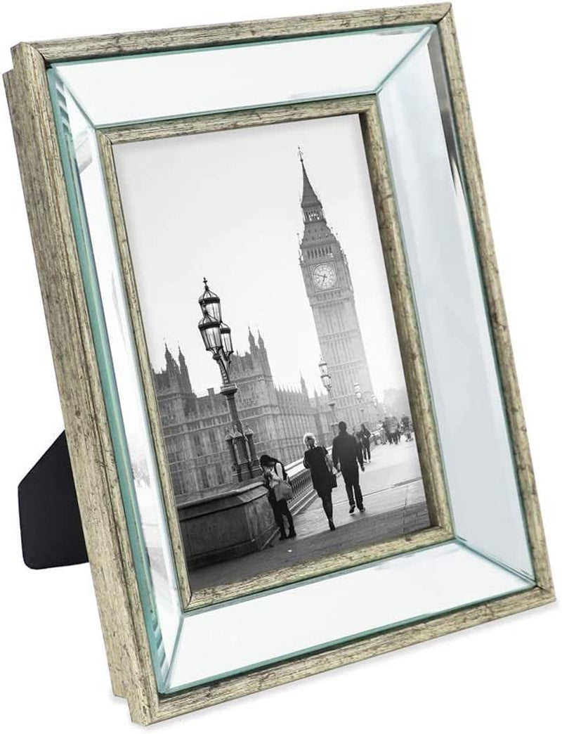 Isaac Jacobs 8X10 Gold Beveled Mirror Picture Frame - Classic Mirrored Frame with Deep Slanted Angle Made for Wall Décor Display, Photo Gallery and Wall Art (8X10, Gold) Home & Garden > Decor > Picture Frames Isaac Jacobs International Silver 5x7 