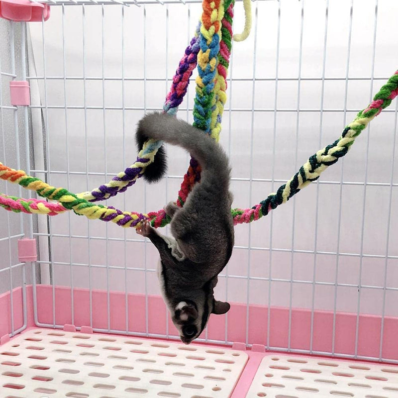 1/4 Pcs Bird Rope Perch Swing Toy Colorful Hamster Climbing Rope Toys Hanging Perch Hanging Toy for Pet Cage Accessories(1Pc)