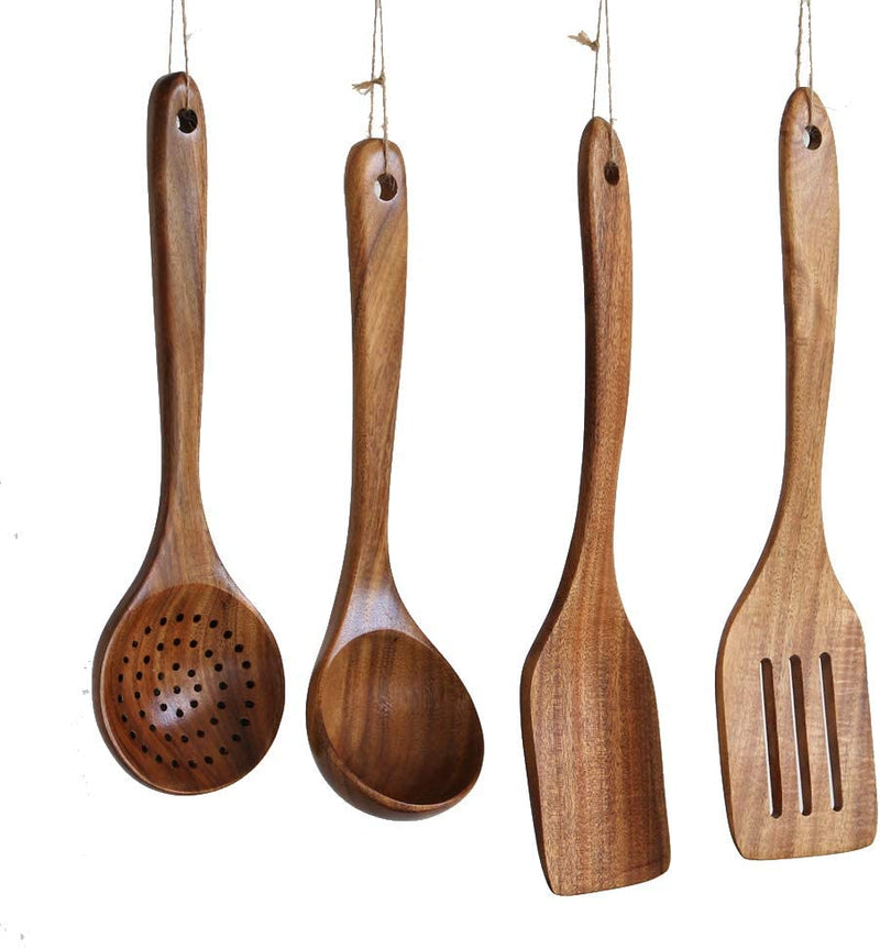 Kitchen Utensils Set,Nayahose Wooden Cooking Utensil Set Non-Stick Pan Kitchen Tool Wooden Cooking Spoons and Spatulas Wooden Spoons for Cooking Salad Fork Home & Garden > Kitchen & Dining > Kitchen Tools & Utensils UBae 4 Spatulas  