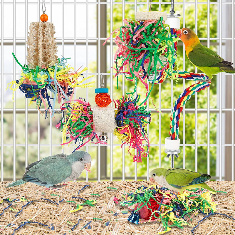 Bird Toys Bird Shredding Foraging Toys Parakeet Toy Chewing Hanging Toy Bird Shredded Paper Bird Cage Accessories Bird Rope Perch for Conure Cockatiel Budgies Lovebird Parrotlet (Without Rope Perch) Animals & Pet Supplies > Pet Supplies > Bird Supplies > Bird Toys lovyoCoCo   