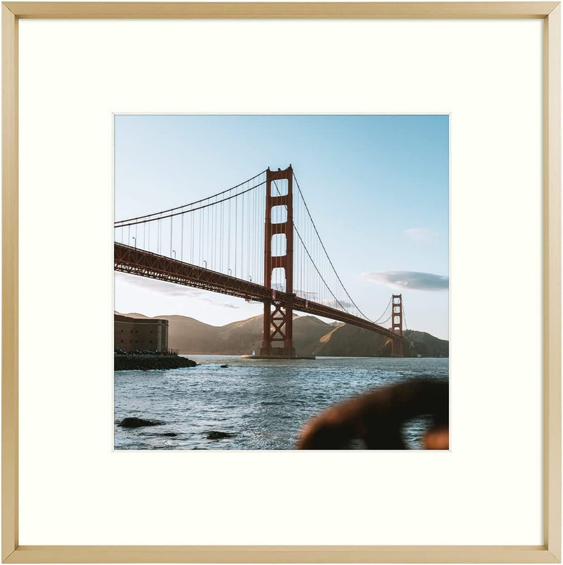 Frametory, 11X14 Aluminum Photo Frame with Ivory Color Mat for 8X10 Picture & Real Glass, Metal Picture Frame Collection (Gold, 1-Pack) Home & Garden > Decor > Picture Frames Frametory Gold 12x12 