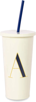 Kate Spade New York Insulated Initial Tumbler with Reusable Straw, 20 Ounce Acrylic Travel Cup with Lid, S (Pink) Home & Garden > Kitchen & Dining > Tableware > Drinkware Kate Spade New York A  