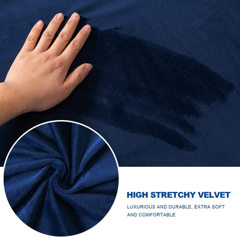 MCOLIMA Sofa Covers for 3 Cushion Couch Velvet Sofa Slip Cover 4 Piece Stretch Couch Covers for 3 Seater Sofa,Large Navy Blue