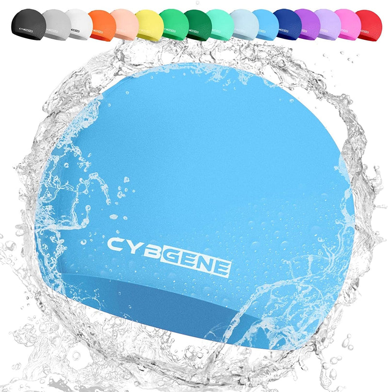 Cybgene Silicone Swim Cap, Unisex Swimming Cap for Women and Men, Comfortable Bathing Cap Ideal for Short Medium Long Hair Sporting Goods > Outdoor Recreation > Boating & Water Sports > Swimming > Swim Caps CybGene Sky Blue Small (Suggest≤10 years) 