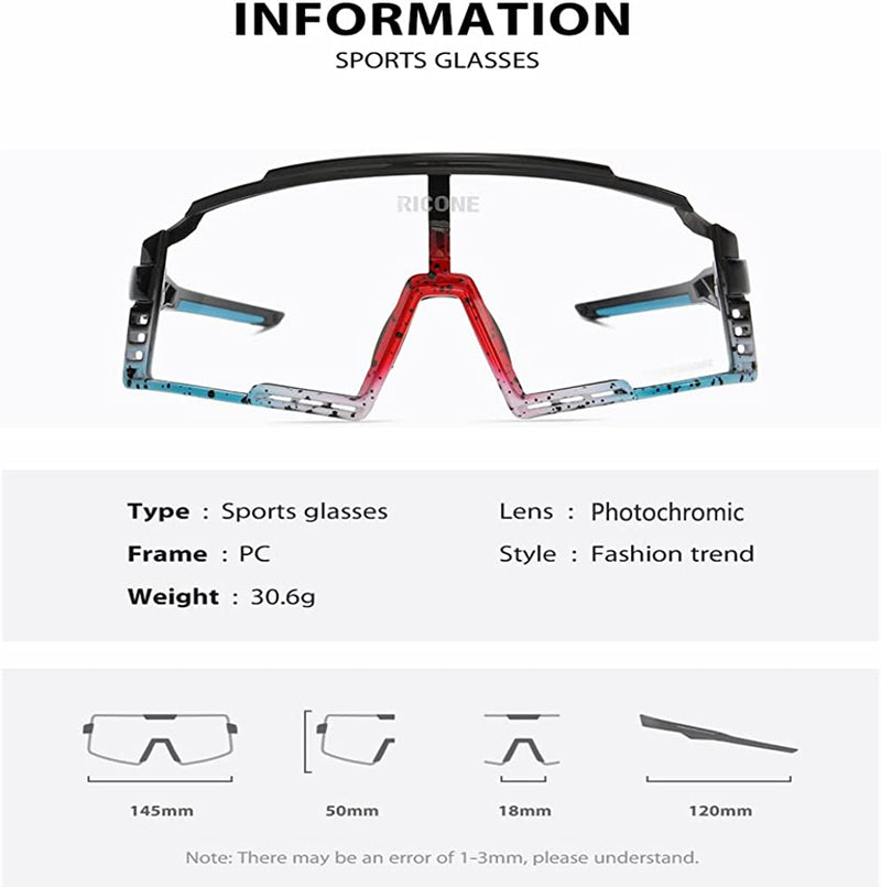 RICONE Cycling Photochromic Sunglasses Outdoor Road Sports Men Women Mountain Bike Eyewear Goggles UV400 Sporting Goods > Outdoor Recreation > Cycling > Cycling Apparel & Accessories RICONE   