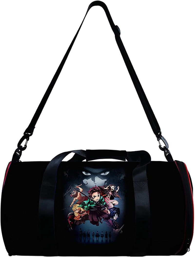 HANDAFA Anime Demon Slay Large Capacity Gym Bag Manga Kemitsu Sport Duffel Bag with Shoe Bag(Fire) Home & Garden > Household Supplies > Storage & Organization HANDAFA Group Black  