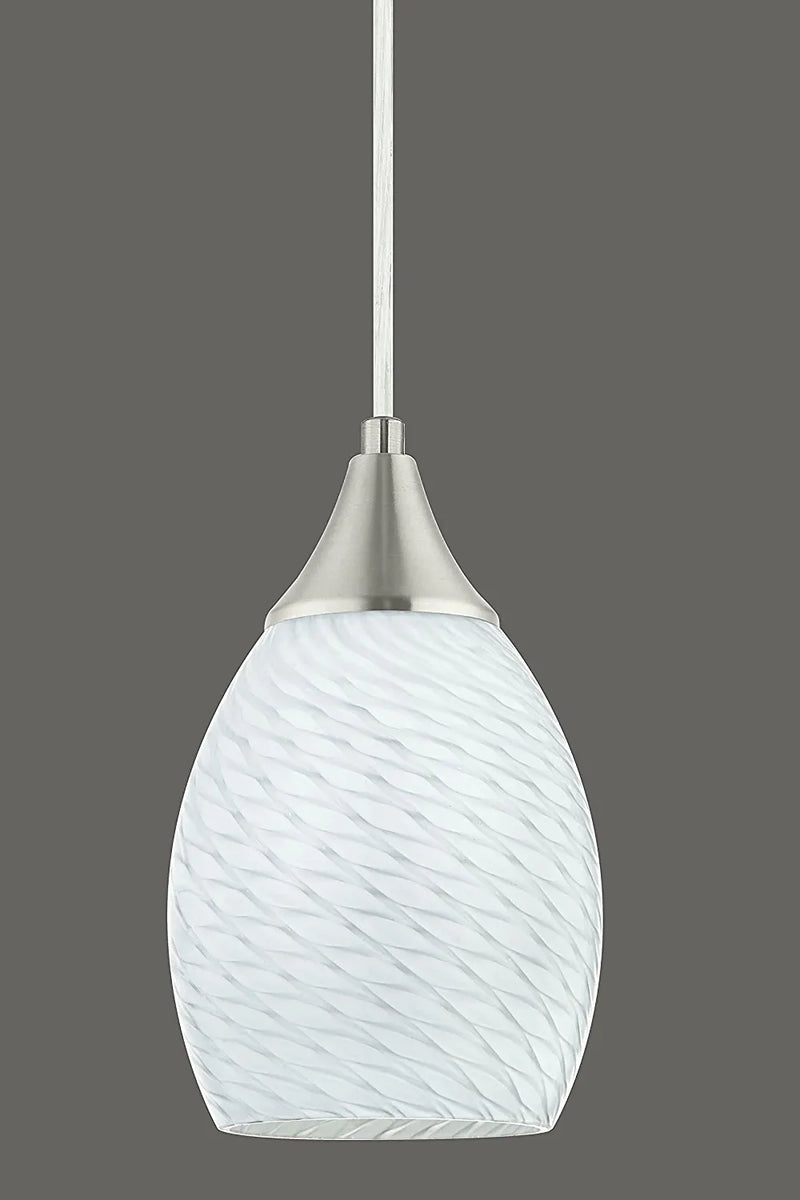 Glassland Pendant Light, 1 Light Kitchen Lighting in Brushed Nickel with White Glass, ETL Listed