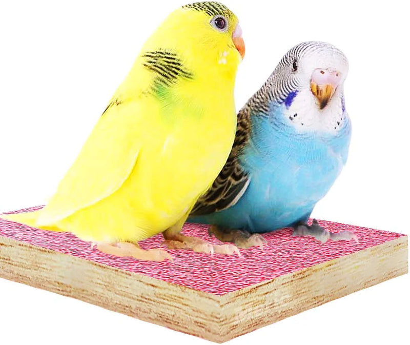 Meric Wooden Bird Platform with Emery Board Top, Pink, Your Bird’S Personal Trainer and Manicurist