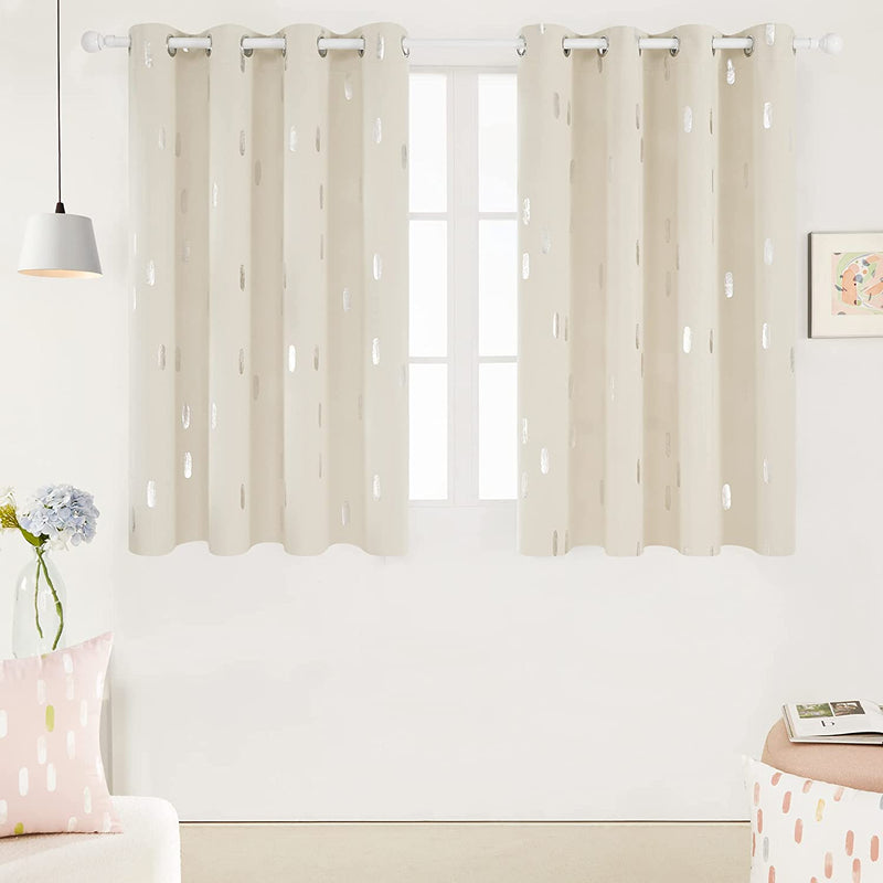 Deconovo Curtains Blue - Blackout Curtains 84 Inch Length 2 Panels, Silver Printed Room Darkening Curtains Grommet, Living Room Thermal Insulated Curtain Drapes, Sliding Door Curtains 52*84 Inch Home & Garden > Decor > Window Treatments > Curtains & Drapes Deconovo Cream W52 x L63 Inch 
