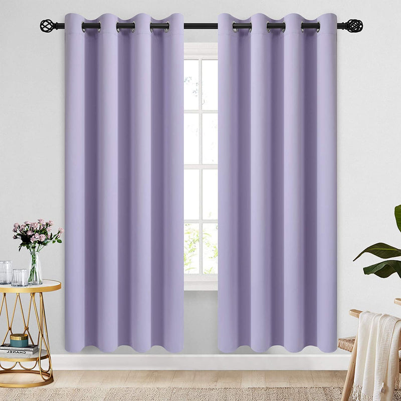 COSVIYA Grommet Blackout Room Darkening Curtains 84 Inch Length 2 Panels,Thick Polyester Light Blocking Insulated Thermal Window Curtain Dark Green Drapes for Bedroom/Living Room,52X84 Inches Home & Garden > Decor > Window Treatments > Curtains & Drapes COSVIYA Lilac 52W x 72L 