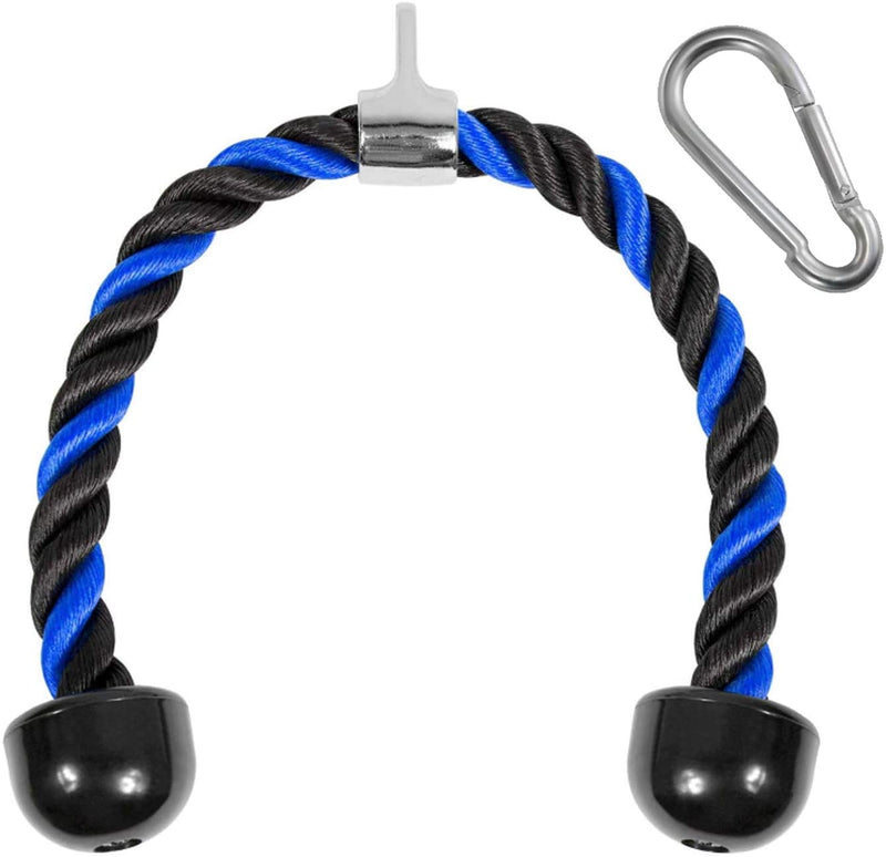 Yes4All Deluxe Tricep Rope Cable Attachment, 27 & 36 Inch with 4 Colors, Exercise Machine Attachments Pulley System Gym Pull down Rope with Carabiner Sporting Goods > Outdoor Recreation > Fishing > Fishing Rods Yes4All G. 27 inch - Blue Black  