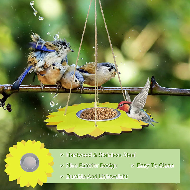 Bird Bath Feeders Bowl for Outdoors, Standing Sunflower Shape Bird Feeding Tray, Hanging on Branches, Eaves, Street Lamps, for Hummingbirds, Bluebird, Oriole Feeders, Etc Animals & Pet Supplies > Pet Supplies > Bird Supplies > Bird Cage Accessories > Bird Cage Food & Water Dishes QQCherry   