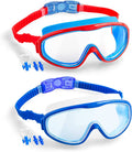 Elimoons Kids Goggles for Swimming Age 3-15,Kids Swim Goggles with Nose Cover No Leaking Anti-Fog Waterproof(2Pack) Sporting Goods > Outdoor Recreation > Boating & Water Sports > Swimming > Swim Goggles & Masks Elimoons A.red+blue  