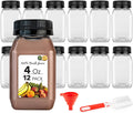 Juice Bottles with Caps for Juicing & Smoothies, Reusable Clear Empty Plastic Bottles with Caps, 4 Ounce Drink Containers for Mini Fridge, Juicer Shots, Small Water Bottles Bulk 4 Oz (12 Pack) Home & Garden > Decor > Decorative Jars Stock Your Home Black Caps  