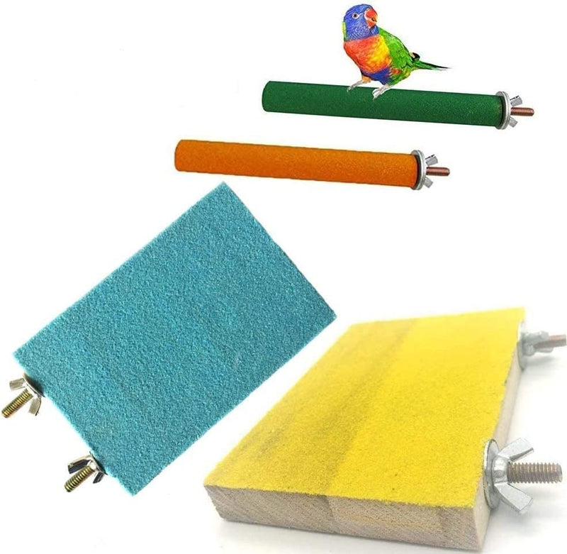 4 PCS Bird Perch Stand Toy Parrot Wooden Stand Platform Colorful Sand Paw Grinding Stick Trim Beak for Small Medium Parakeet Cockatiel Cockatoo Conure Lovebird Finch Cage Accessories Animals & Pet Supplies > Pet Supplies > Bird Supplies Litewood A+B+2 Sticks  