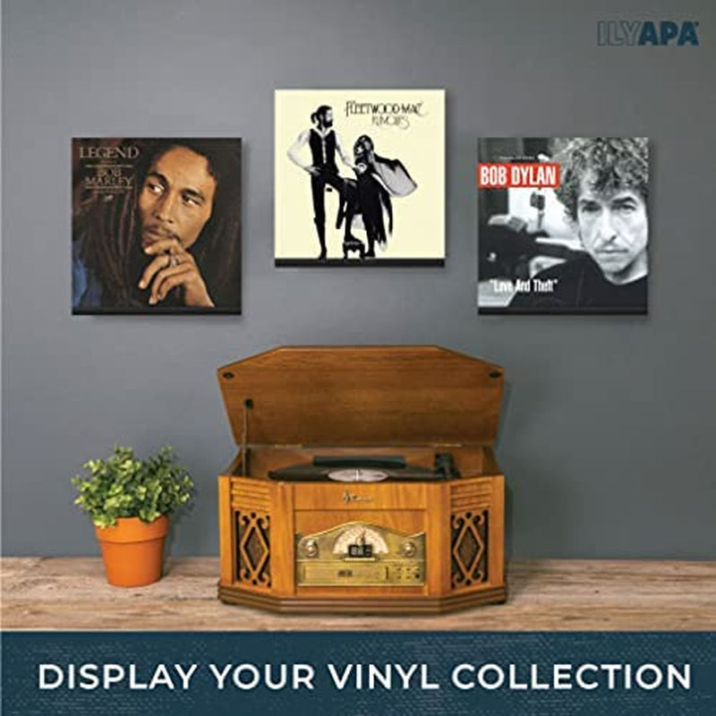 Ilyapa Wood Vinyl Record Shelf Wall Mount, 6 Pack - Black Record Album Holder Display Your LP Furniture > Shelving > Wall Shelves & Ledges Ilyapa   