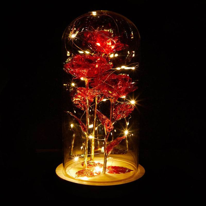Red Galaxy Rose in Glass Dome with LED Lights, Light up Flower Gifts for Women, Birthday, Valentine'S Day, Mother'S Day, 5.7X11 Inches Home & Garden > Decor > Seasonal & Holiday Decorations Juvo Plus   