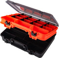 Goture Plastic Storage Organizer Box, Portable Tackle Storage Adjustable Divider Removable Compartment with Handle, Box Organizer for Fishing Storage Orange Sporting Goods > Outdoor Recreation > Fishing > Fishing Tackle GOTURE Red (double layer)  