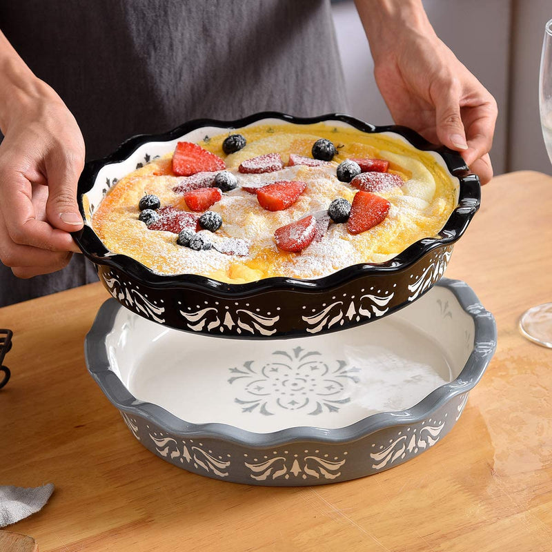 Original Heart Pie Pan Pie Dish Ceramic Pie Plate, 9 Inch, Deep Dish Pie Pans, for Baking, Nonstick, Hand-Painted Floral Pattern Baking Dishes, for Kitchen, Black Sporting Goods > Outdoor Recreation > Cycling > Cycling Apparel & Accessories > Bicycle Helmets Original Heart   