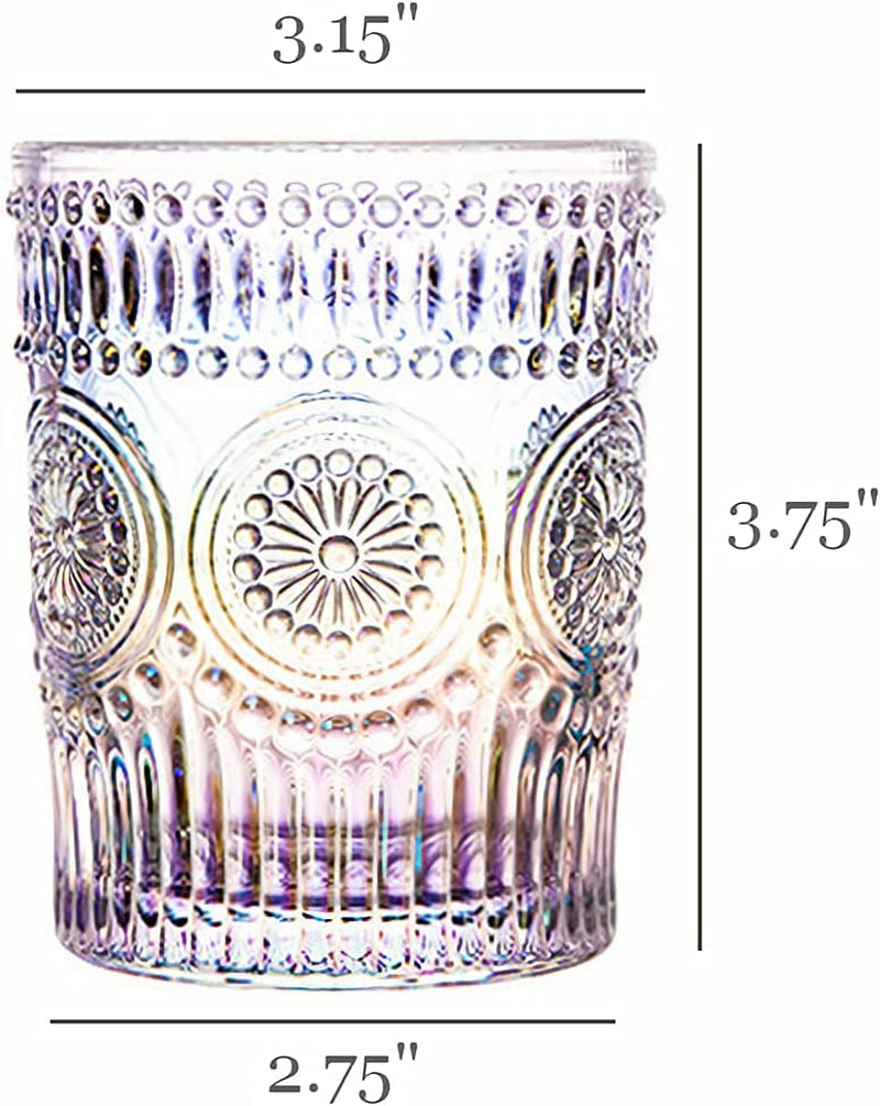 Kingrol 6 Pack 9 Oz Romantic Water Glasses, Iridescent Drinking Glasses Tumblers, Vintage Glassware Set for Juice, Beverages, Beer, Cocktail Home & Garden > Kitchen & Dining > Tableware > Drinkware Kingrol   
