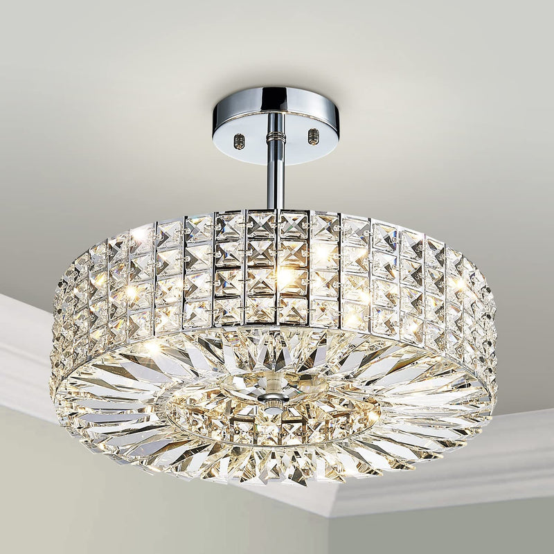 Saint Mossi Modern Crystal Semi Flush Mount Chandelier Lighting,4 Lights,Close to Ceiling Light in Clear Crystal Lampshade,H11 X D16 Home & Garden > Lighting > Lighting Fixtures > Chandeliers SM Saint Mossi 5-Lights  