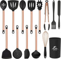 MIBOTE 15 Pcs Silicone Kitchen Utensils Set, Cooking Utensils Set with Heat Resistant Bpa-Free Silicone and Stainless Steel Handle Kitchen Tools Set (Black) Home & Garden > Kitchen & Dining > Kitchen Tools & Utensils MIBOTE 1-Copper  