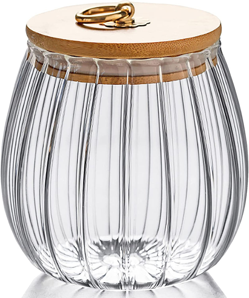 Glass Coffee Nuts Canister Airtight Storage Jar Petal Decorative Container with Bamboo Lid Metal Handle Easy to Grasp 1600Ml, 54 FL OZ (Large Conical) Home & Garden > Decor > Decorative Jars FANTESTICRYAN Large Oval  