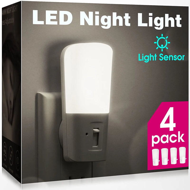 LOHAS Dimmable LED Night Light, Night Lights Plug into Wall, Dusk-To-Dawn Sensor, Daylight White 5000K, Adjustable Brightness 5-80Lm Sleep Nightlight for Baby Nursery Bathroom Hallway, 2 Pack