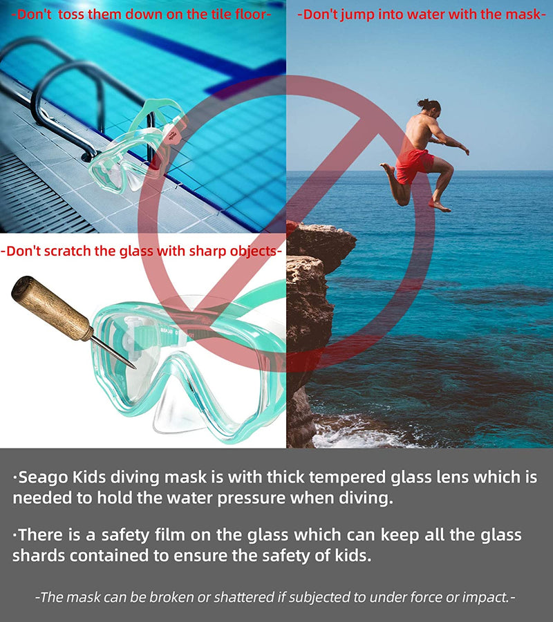 Seago Kids Swim Goggles Snorkel Diving Mask for Youth, Anti-Fog 180° Clear View Sporting Goods > Outdoor Recreation > Boating & Water Sports > Swimming > Swim Goggles & Masks Seago   