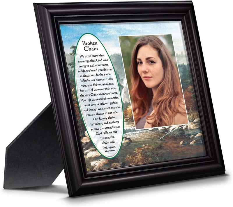 Sympathy Gift in Memory of Loved One, Memorial Picture Frames for Loss of Loved One, Memorial Grieving Gifts, Condolence Card, Bereavement Gifts for Loss of Mother, Father, Broken Chain Frame, 6382BW Home & Garden > Decor > Picture Frames Crossroads Home Décor Black 8x8 w/Picture Opening v2 