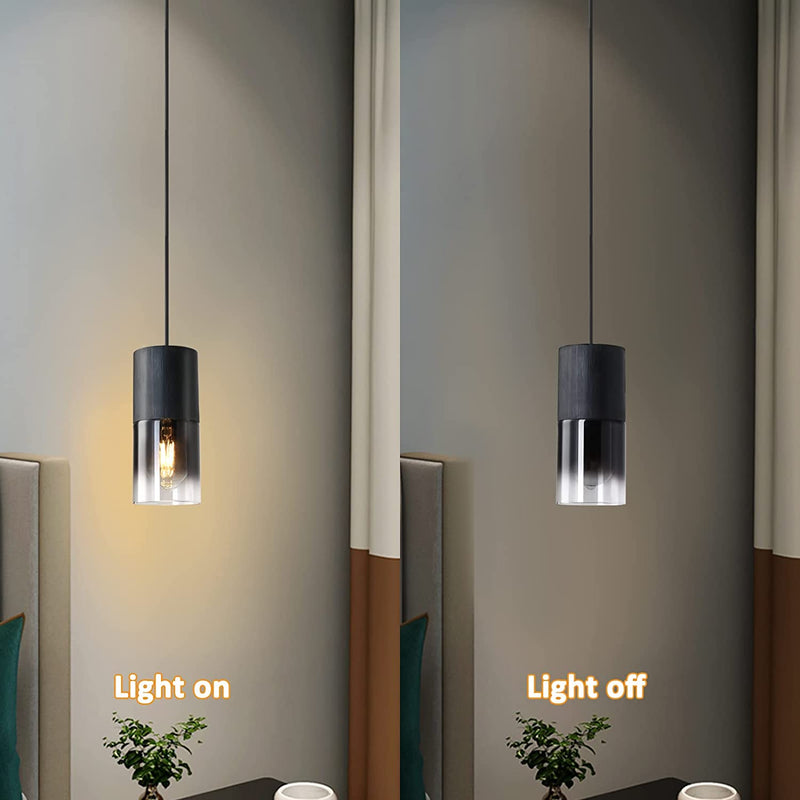 DALIVOL Industrial Fashion Pendant Light with Gradual Black Transparent Glass Lampshade Can Be Used for Kitchen/Restaurant/Kitchen Sink/Kitchen Island/Porch/Bedroom/Attic, Adjustable Light Cord Home & Garden > Lighting > Lighting Fixtures DALIVOL   
