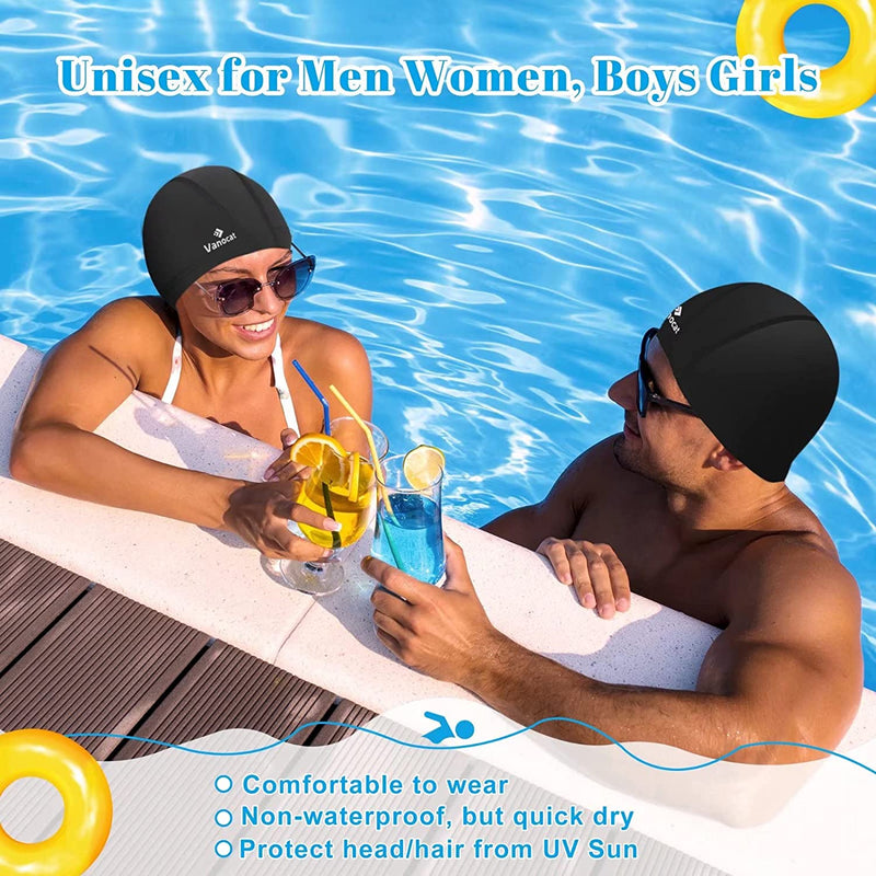 2 Pack Lycra Swim Caps for Women Men, High Elasticity Spandex Fabric Swimming Caps for Long/Short Hair, Comfortable Swim Hats with Ear Plugs & Nose Clip Sporting Goods > Outdoor Recreation > Boating & Water Sports > Swimming > Swim Caps HUNAN MYSTYLE SPORT CO.，LTD.   