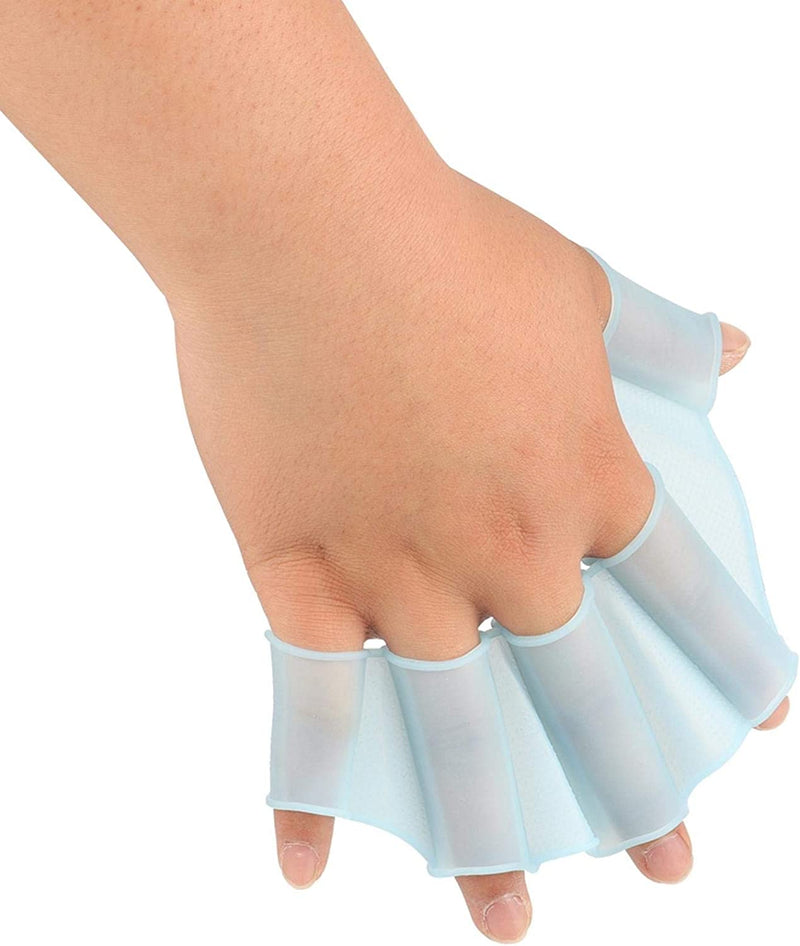 AYNEFY Swimming Fins,1 Pair Blue Swimming Webbed Gloves Webbed Gloves Finger Swimming Diving Fins Swim Flippers Hand Paddle Fit Webbed Gloves for Water Sports Sporting Goods > Outdoor Recreation > Boating & Water Sports > Swimming > Swim Gloves AYNEFY   