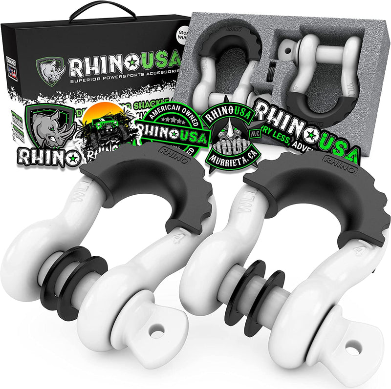 Rhino USA D Ring Shackle 41,850Lb Break Strength – 3/4” Shackle with 7/8 Pin for Use with Tow Strap, Winch, Off-Road Jeep Truck Vehicle Recovery, Best Offroad Towing Accessories